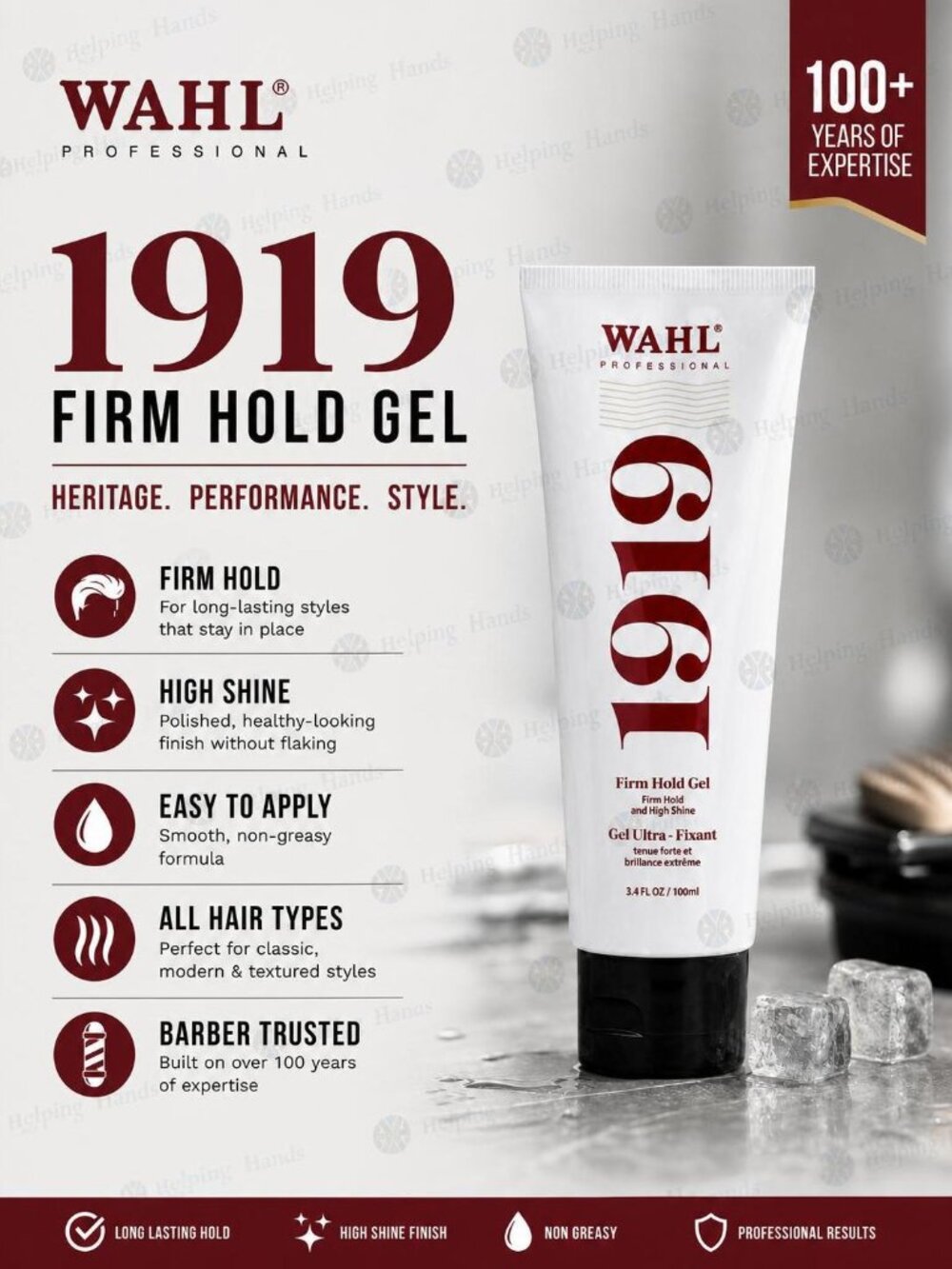 Wahl Professional - 1919 Firm Hold Hair Gel for Men - Hair Styling Product 3.4oz